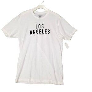 NWT‎ KID DANGEROUS Womens Top SZ L White Los Angeles Short Sleeve Streetwear